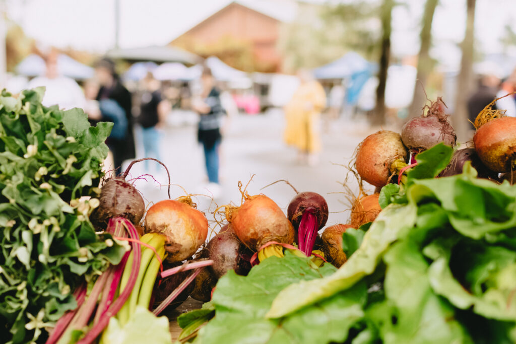 veggetables at a stall at the markets